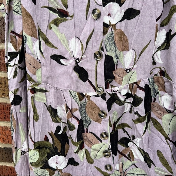 Kori America Plus Lilac Lavender Floral Spaghetti Strap Button Jumpsuit - Picture 2 of 5